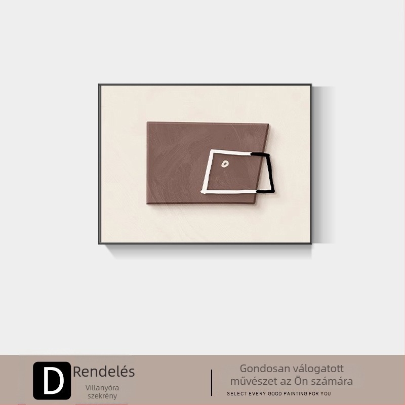 Absztrakt keretes dekoratív festmény villanyóraszekrény fedésére, minimalistán modern stílusban