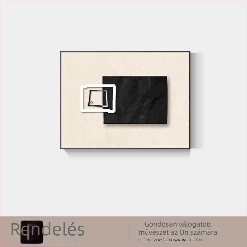 Absztrakt keretes dekoratív festmény villanyóraszekrény fedésére, minimalistán modern stílusban
