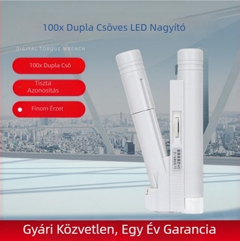 100x kétcsöves mikroszkóp LED-del, kézi nagyító ékszerekhez, nyomtatáshoz, oktatáshoz, orvostudományhoz és ősi porcelán azonosításához