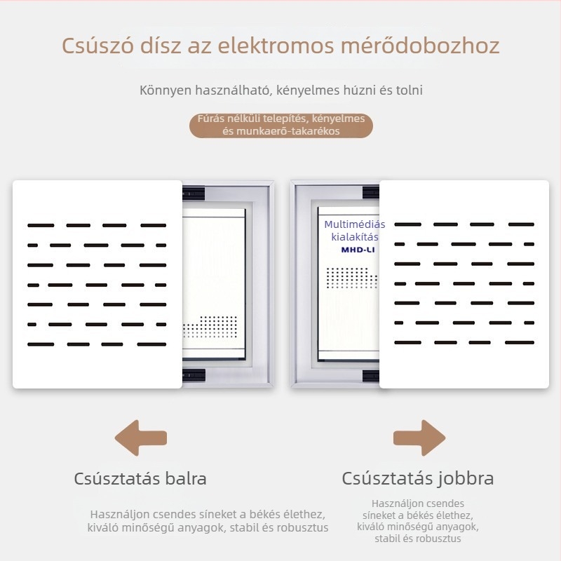 Lyukasztott elektromos mérődoboz dekoratív festménye, függőleges kivitel, multimédiás jelződoboz fedője, modern minimalista stílus