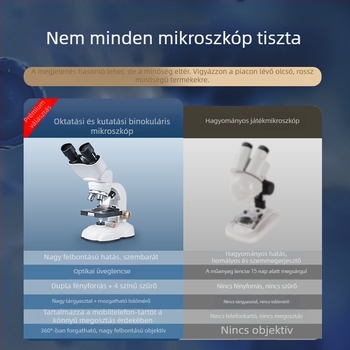Binokuláris optikai mikroszkóp 1600x - biológiához készült tudományos kísérleti készlet általános iskolások számára