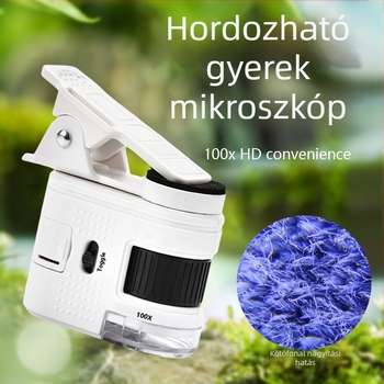 Chuda 100x Mini Mikroszkóp Gyerekeknek – Tudományos Felfedezés LED Világítással és Bankjegy Detektáló Fénnyel