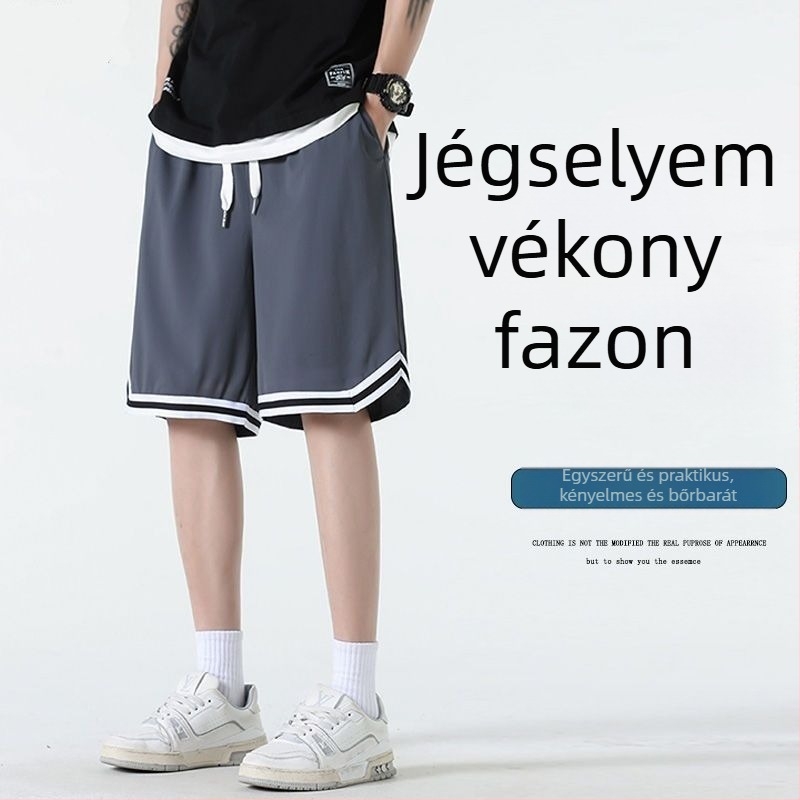 Amerikai stílusú hálós, légáteresztő kosárlabda rövidnadrág férfiaknak, nyári edzésre, ice silk anyagból, plusz méret
