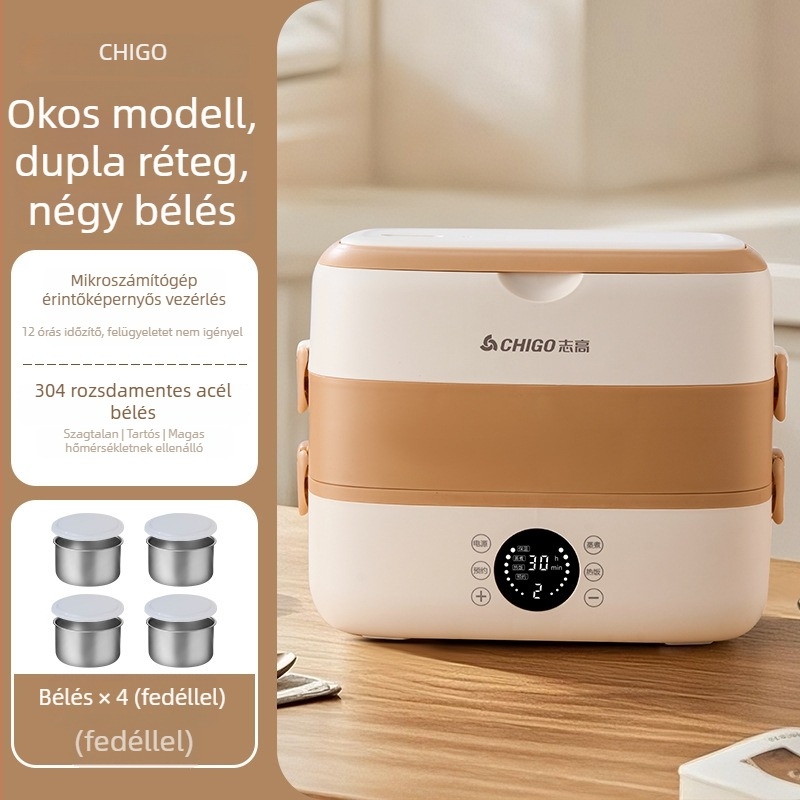 Iroda használatára tervezett elektromos ebédhordó, önmelegítő és hőszigeteléssel