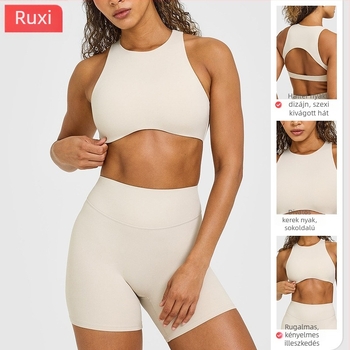 Sima varrás nélküli halterneck jóga topp, hátsó rész nélkül, futó sporttop, push-up hatású Pilates és fitnesz felső