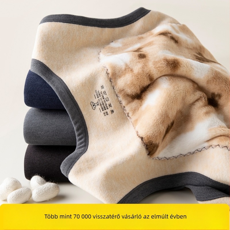 Férfi vastag, fleece-sel bélelt thermo mellény télre, plusz méret, selyem–gyapjú keverék, gyomorvédő alapréteg
