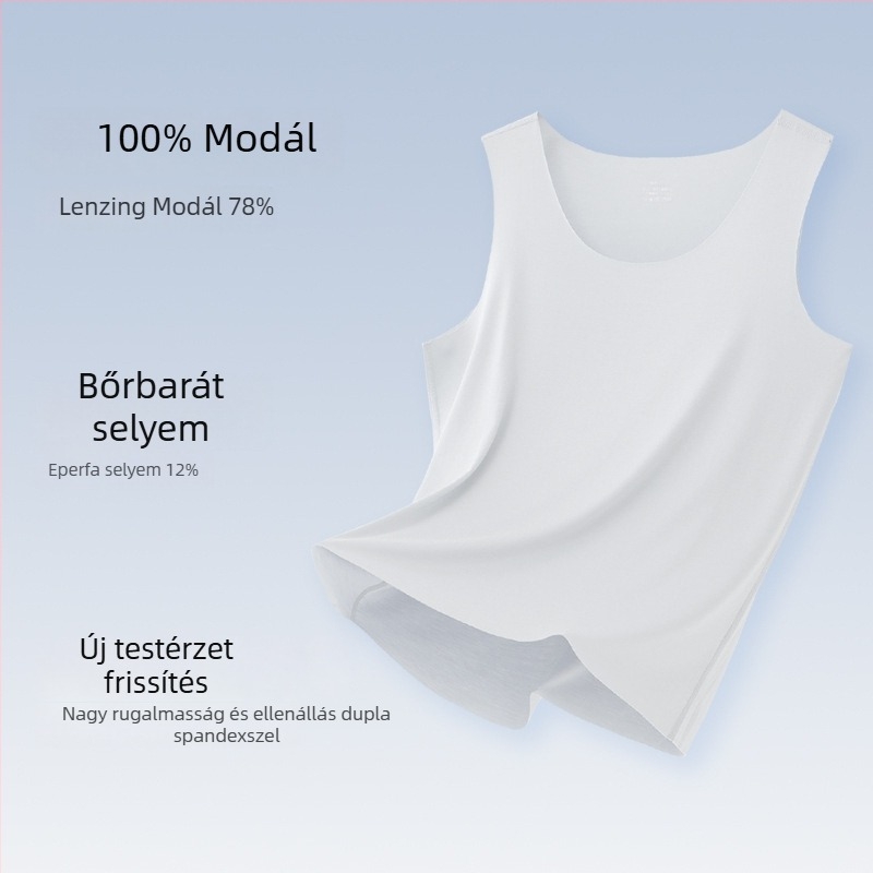 Férfi ujjatlan felső — Mulberry selyem és modal keveréke, könnyű alapréteg, kerek nyakú, sportos stílus