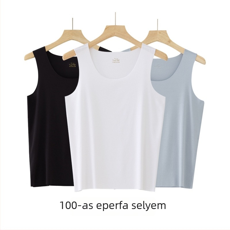 Férfi ujjatlan felső — Mulberry selyem és modal keveréke, könnyű alapréteg, kerek nyakú, sportos stílus