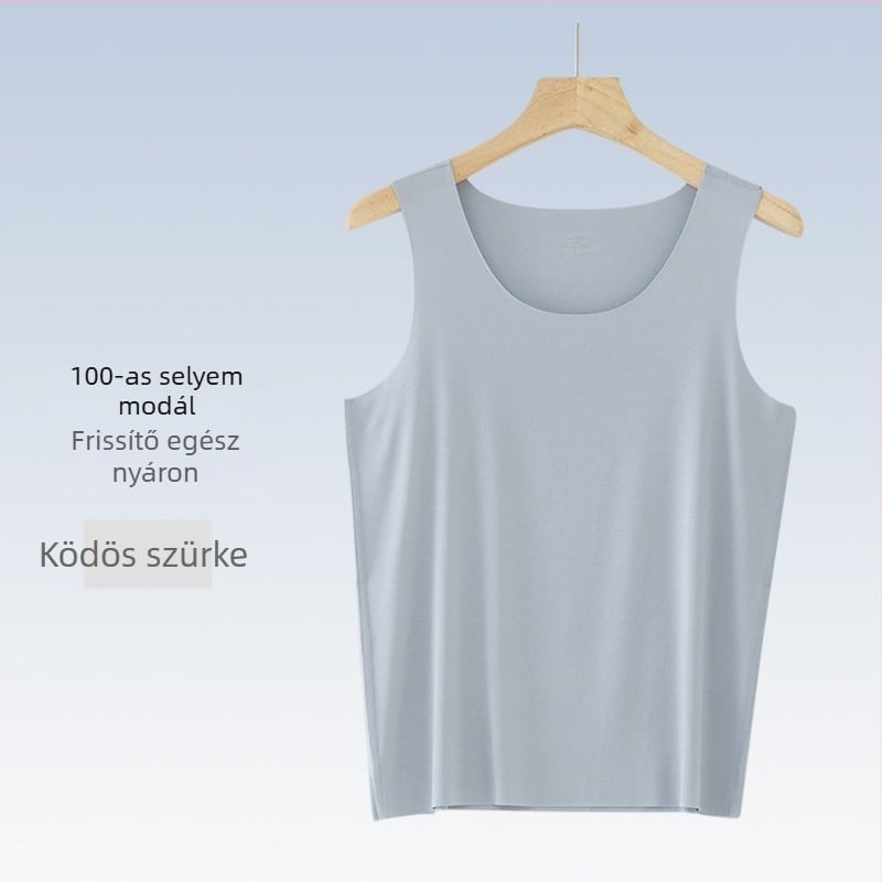 Férfi ujjatlan felső — Mulberry selyem és modal keveréke, könnyű alapréteg, kerek nyakú, sportos stílus