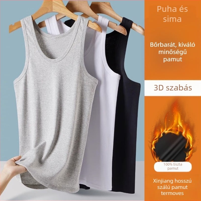 Férfi 100% pamut ujjatlan felső, sportos, lélegző, tavasz-nyárra