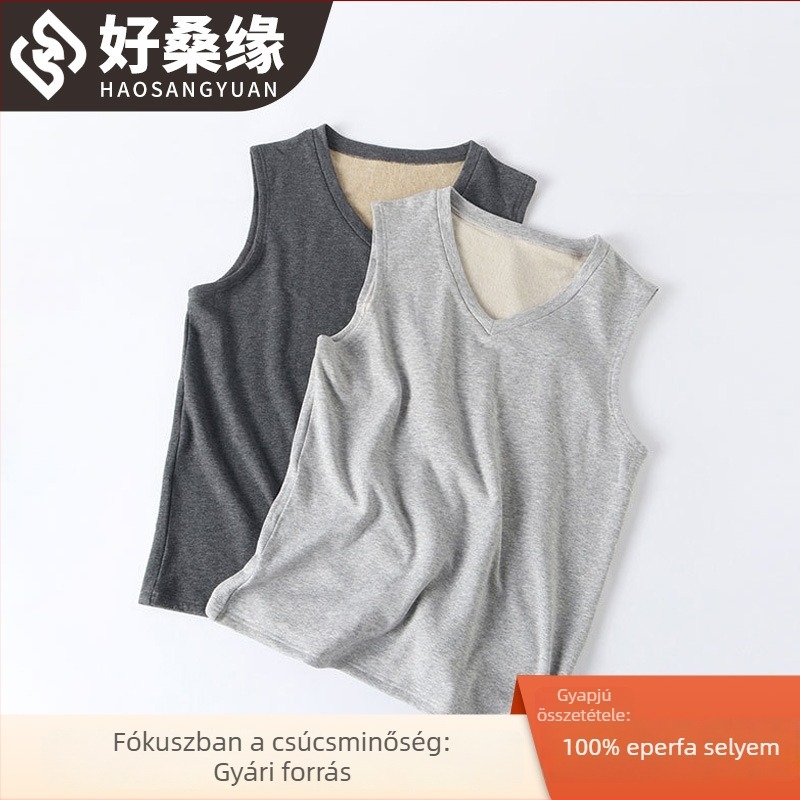 Férfi mulberry selyem termoszínadrag, bolyhos bélés, V-nyakú, őszi-téli, modell 4287