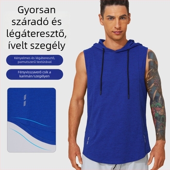 Férfi kapucnis ujjatlan sportmellény – lélegző, gyorsan száradó futáshoz és edzéshez