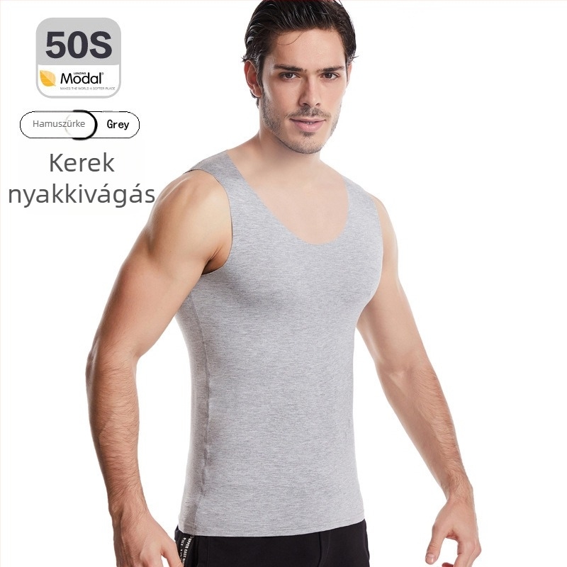 Férfi Modal varrás nélküli mellény, nagy méret, alapréteg edzéshez, fehér vagy fekete