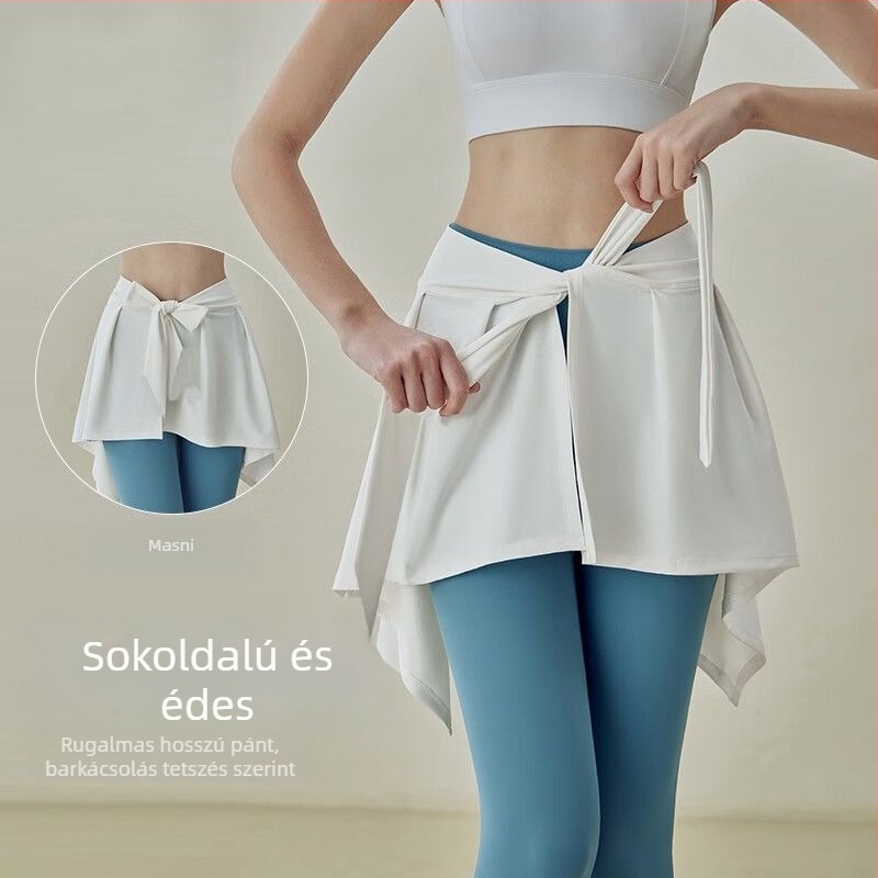 Jóga alap szoknya egy darabból, csípővédő panellel, női sport mini szoknya A-vonalú, chenille/elastán anyag