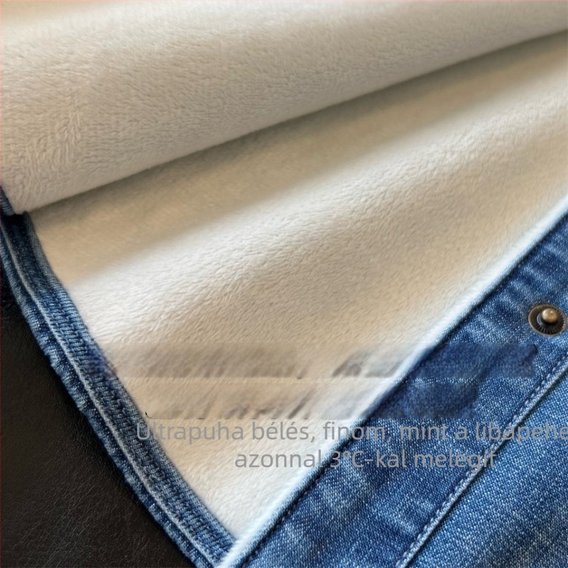 Női denim ing béléses melegen tartó, európai stílusú, karcsú szabás, őszi-téli viselet