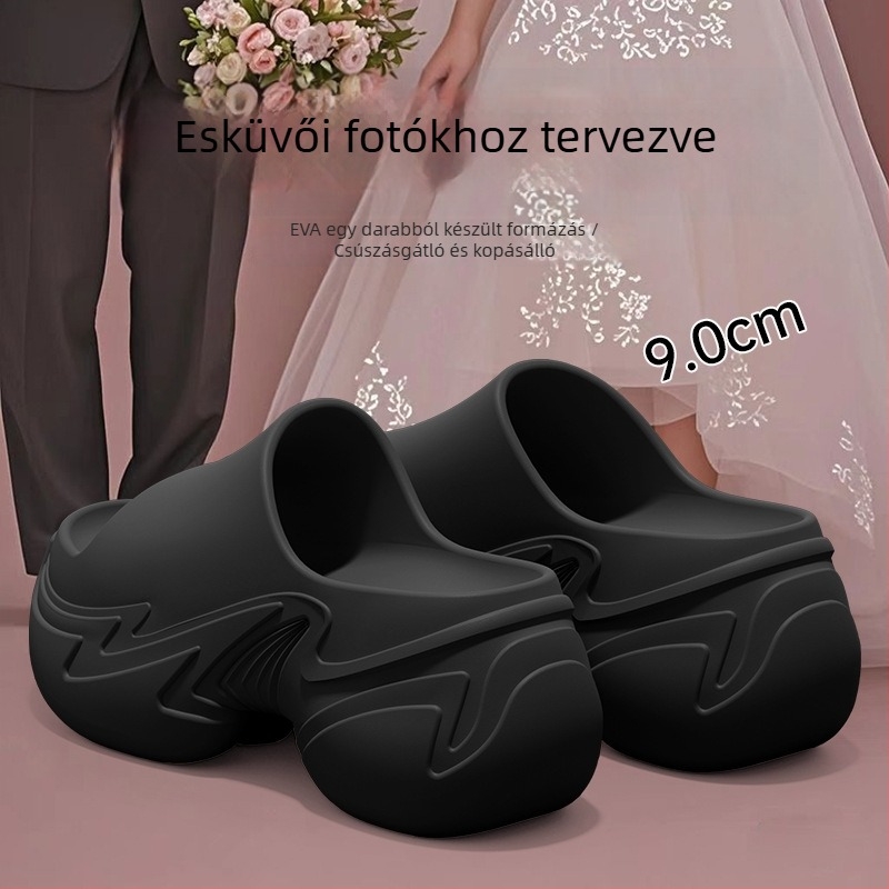Női EVA magasságnövelő szandál, 8–11 cm vastag talppal, csúszásmentes, nyári strand