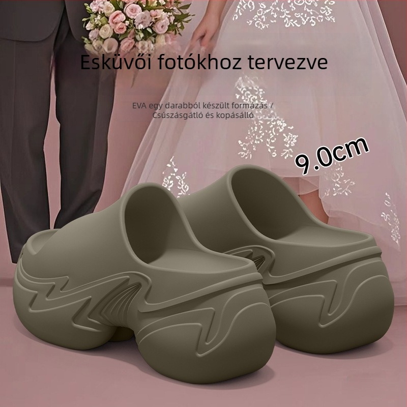 Női EVA magasságnövelő szandál, 8–11 cm vastag talppal, csúszásmentes, nyári strand