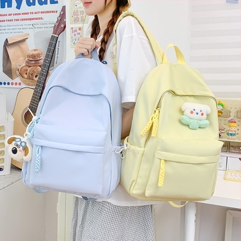 Minimalista egyszínű női hátizsák, japán stílusú, nagy kapacitású, könnyű iskolai hátizsák laptop rekeszével
