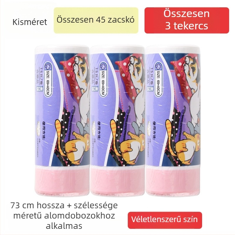Nagy, vastag, egyszer használatos macskaalom-zsák macskatálhoz