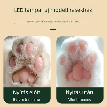 LED‑világítással ellátott elektromos szőrzetvágó macskáknak és kutyáknak, ABS test és rozsdamentes acél pengékkel