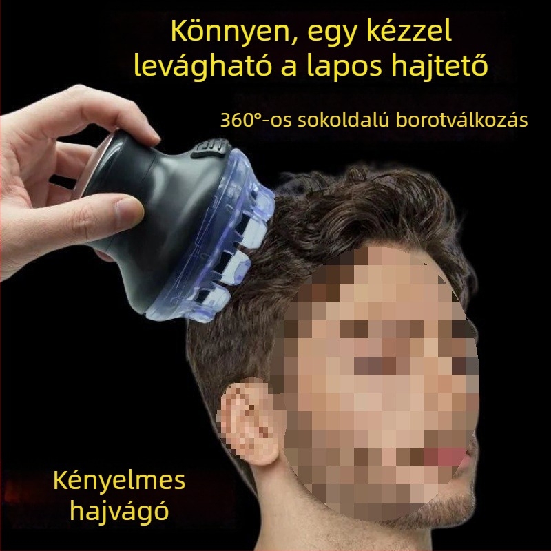 UFO formájú elektromos hajvágó férfiaknak – automatikus önápolás, kerámiapengék, brushless motor, forgó fej