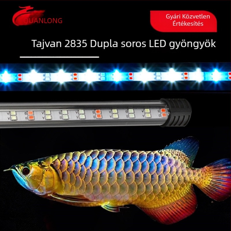 Teljes spektrumú LED akváriumi lámpa, vízálló, merülő, vízi növények és sárkányhal számára.
