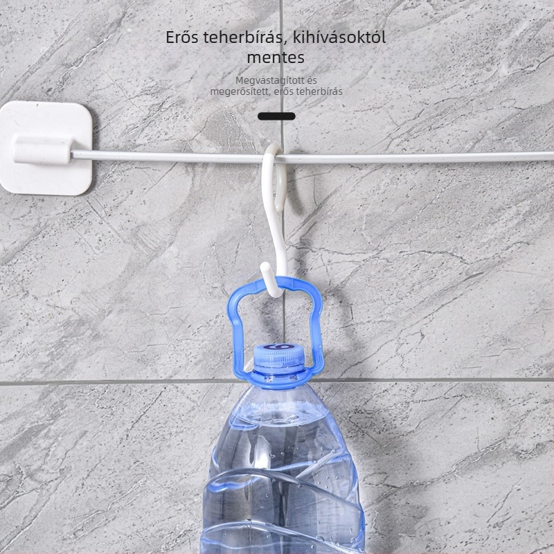 S alakú akasztó vákuumos csészével — kulcsokhoz, ruhákhoz, táskákhoz és sapkákhoz, fúrás nélkül, műanyag, terhelhetőség 1–3 kg