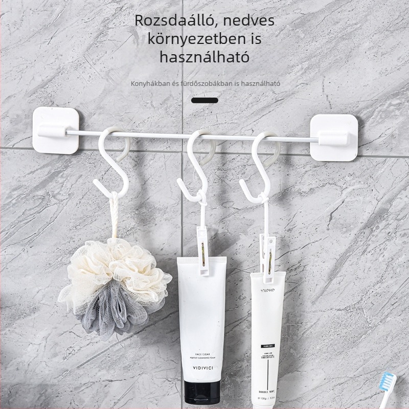 S alakú akasztó vákuumos csészével — kulcsokhoz, ruhákhoz, táskákhoz és sapkákhoz, fúrás nélkül, műanyag, terhelhetőség 1–3 kg