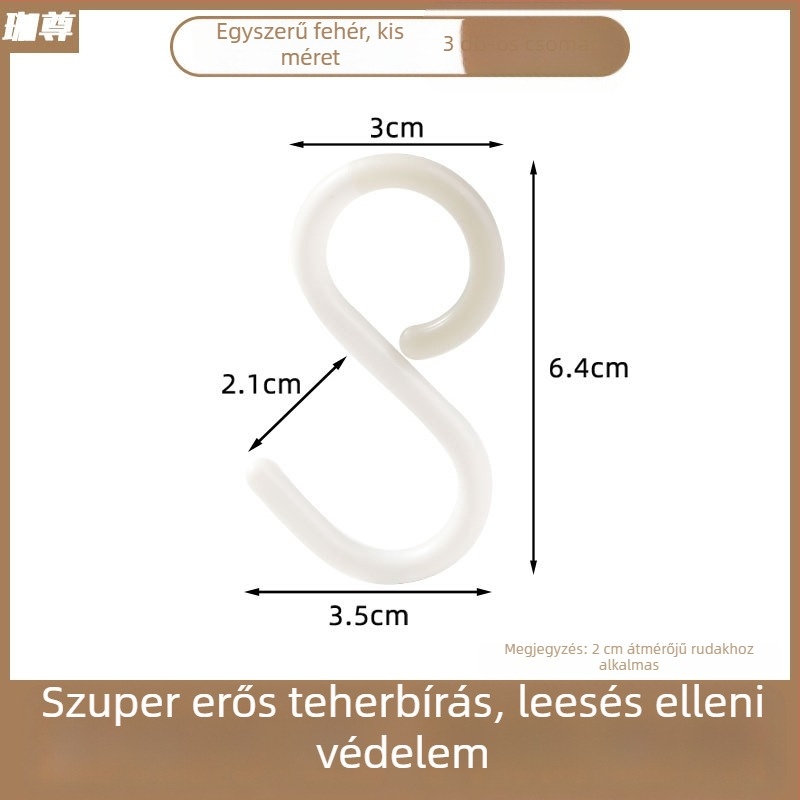 S alakú akasztó vákuumos csészével — kulcsokhoz, ruhákhoz, táskákhoz és sapkákhoz, fúrás nélkül, műanyag, terhelhetőség 1–3 kg