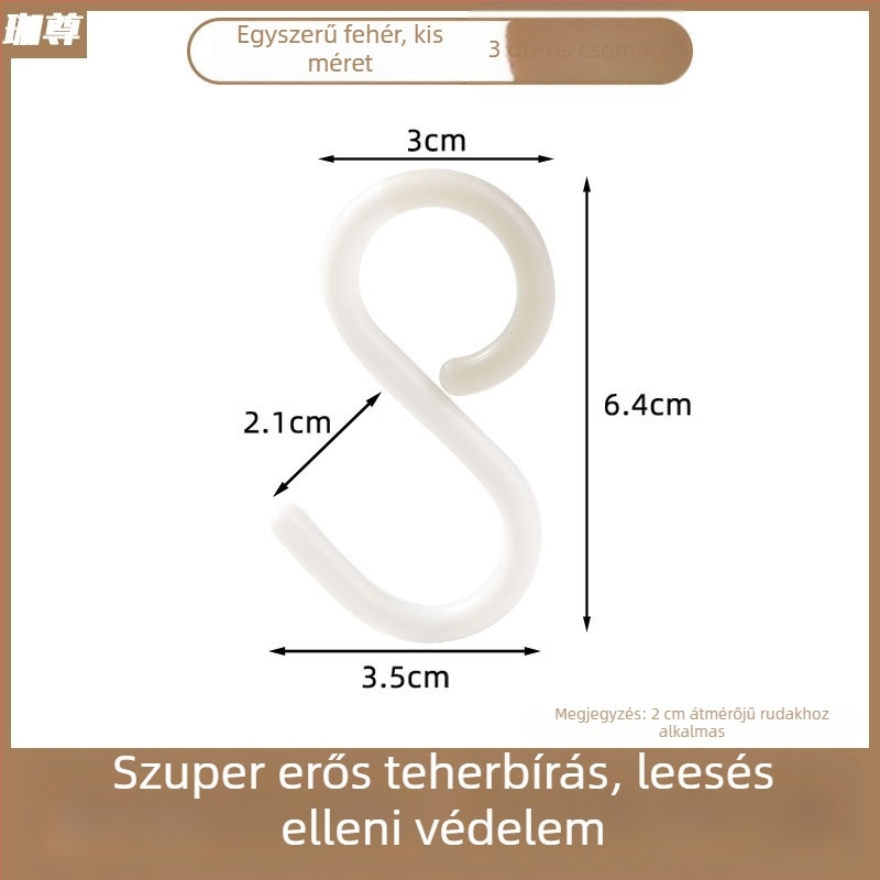 S alakú akasztó vákuumos csészével — kulcsokhoz, ruhákhoz, táskákhoz és sapkákhoz, fúrás nélkül, műanyag, terhelhetőség 1–3 kg