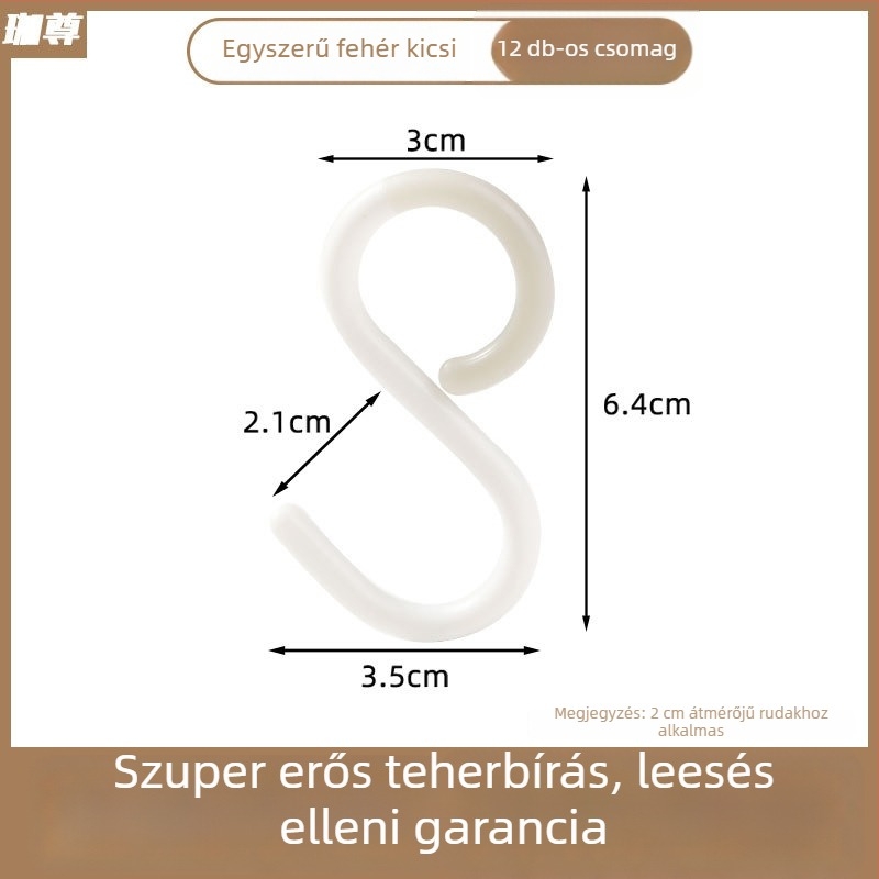 S alakú akasztó vákuumos csészével — kulcsokhoz, ruhákhoz, táskákhoz és sapkákhoz, fúrás nélkül, műanyag, terhelhetőség 1–3 kg