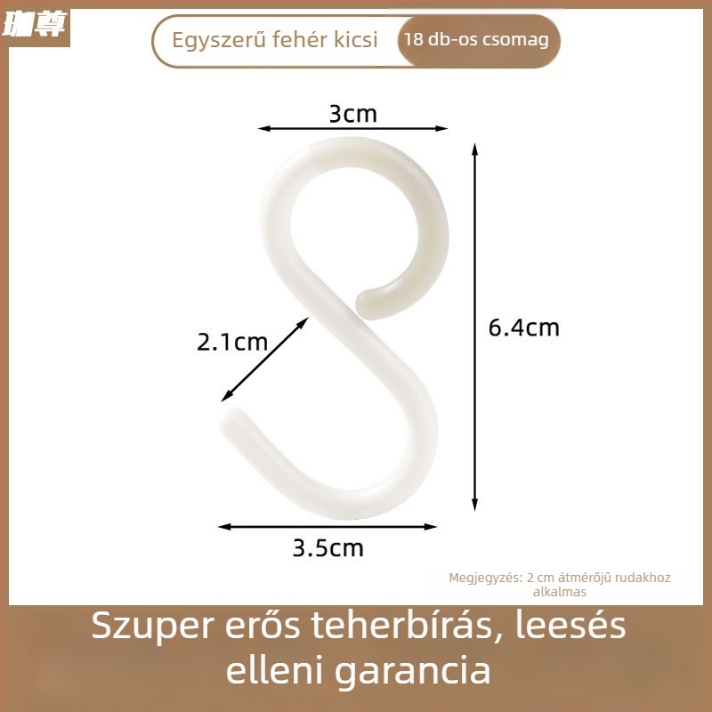 S alakú akasztó vákuumos csészével — kulcsokhoz, ruhákhoz, táskákhoz és sapkákhoz, fúrás nélkül, műanyag, terhelhetőség 1–3 kg