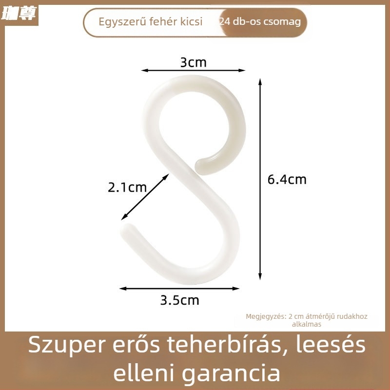 S alakú akasztó vákuumos csészével — kulcsokhoz, ruhákhoz, táskákhoz és sapkákhoz, fúrás nélkül, műanyag, terhelhetőség 1–3 kg