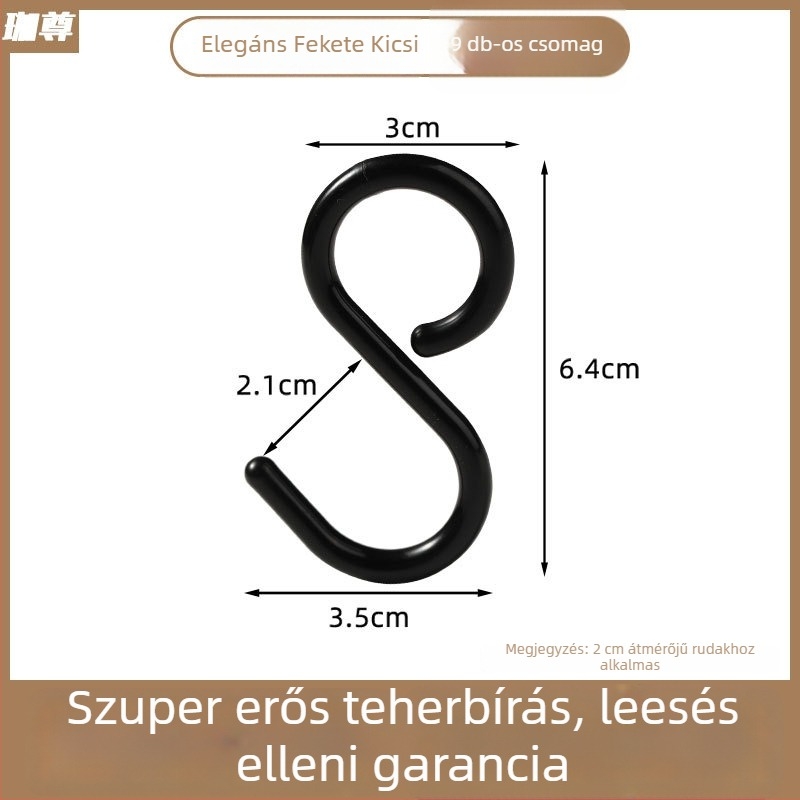 S alakú akasztó vákuumos csészével — kulcsokhoz, ruhákhoz, táskákhoz és sapkákhoz, fúrás nélkül, műanyag, terhelhetőség 1–3 kg