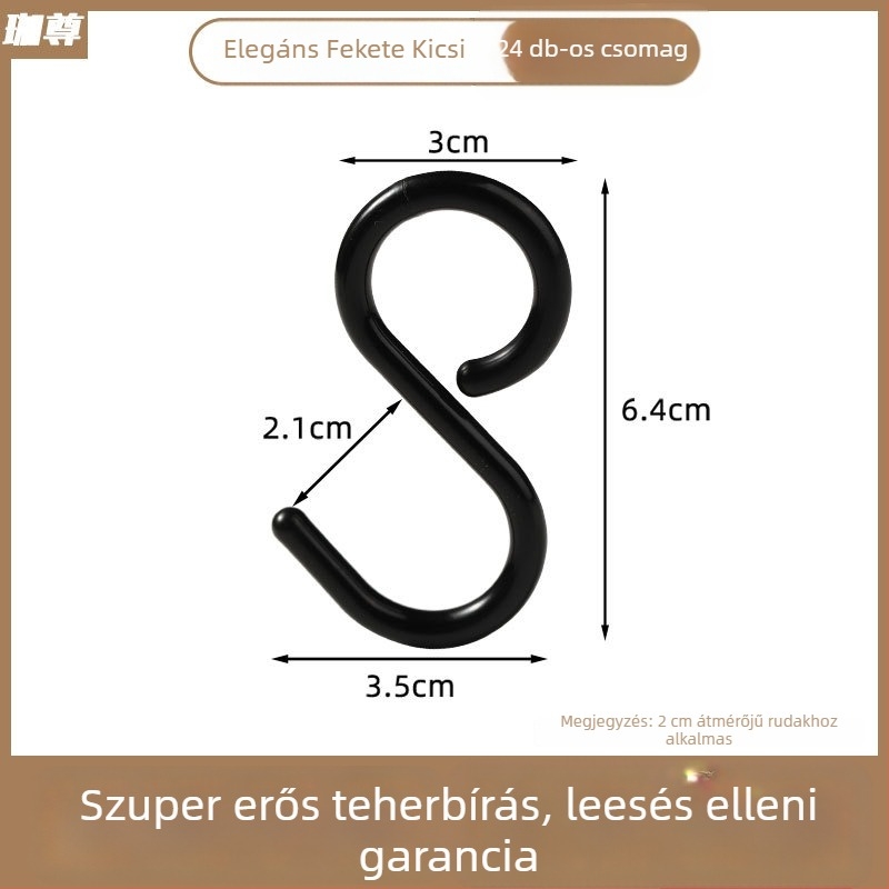 S alakú akasztó vákuumos csészével — kulcsokhoz, ruhákhoz, táskákhoz és sapkákhoz, fúrás nélkül, műanyag, terhelhetőség 1–3 kg