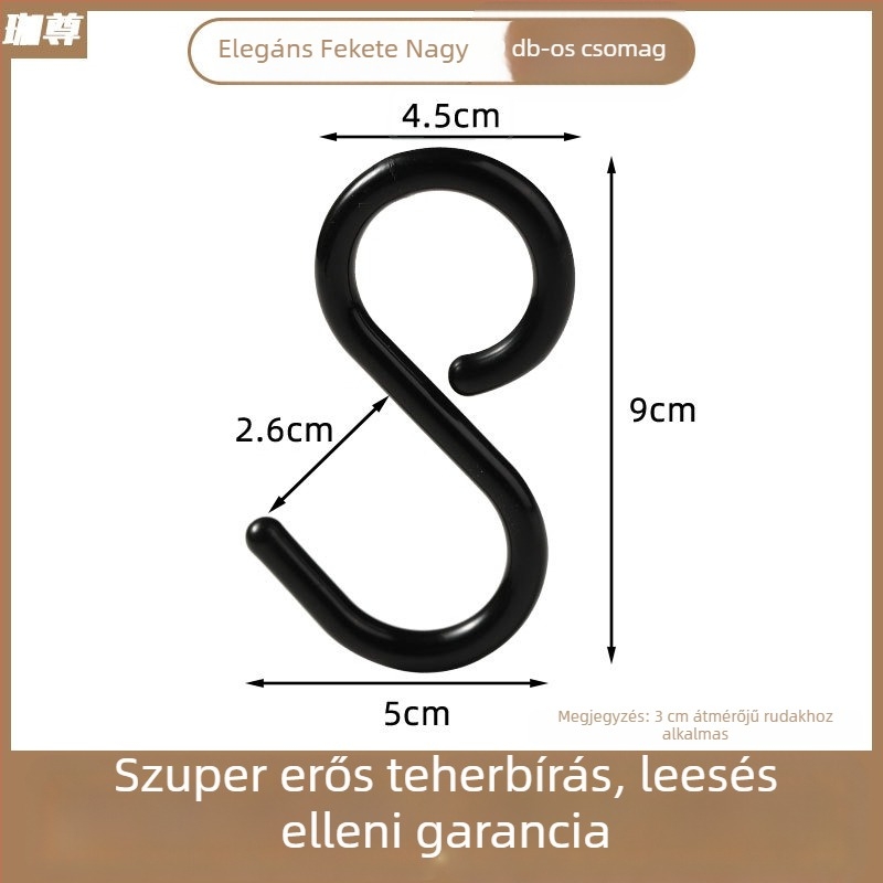 S alakú akasztó vákuumos csészével — kulcsokhoz, ruhákhoz, táskákhoz és sapkákhoz, fúrás nélkül, műanyag, terhelhetőség 1–3 kg
