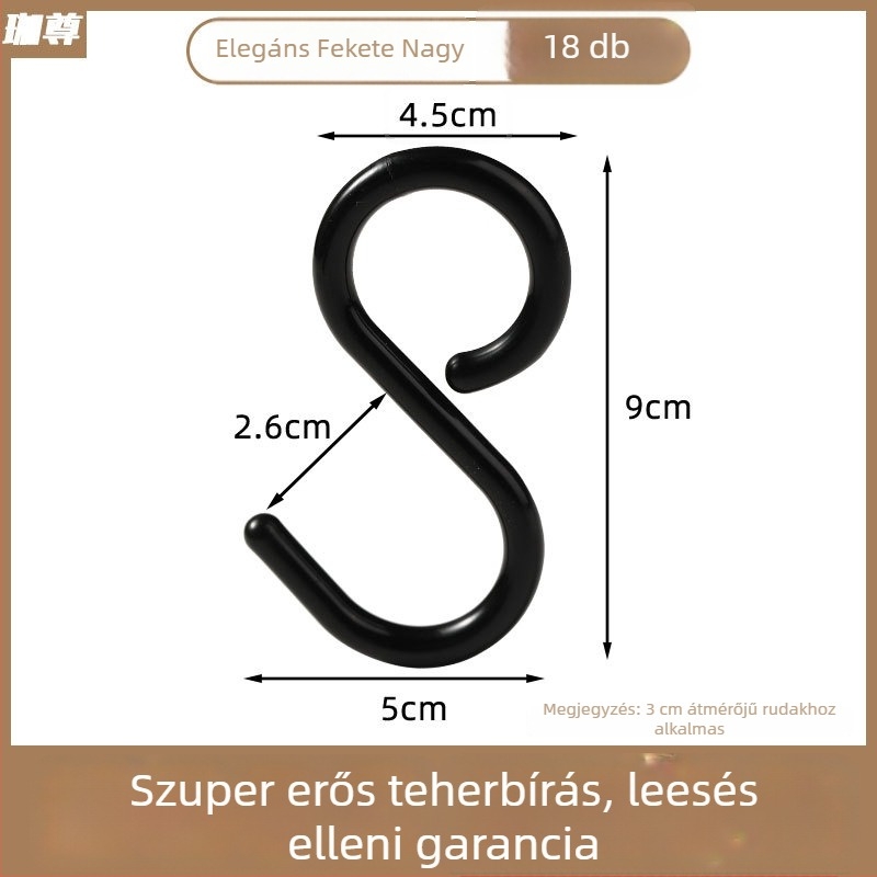 S alakú akasztó vákuumos csészével — kulcsokhoz, ruhákhoz, táskákhoz és sapkákhoz, fúrás nélkül, műanyag, terhelhetőség 1–3 kg