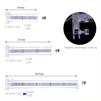 Kristályüvegű akvárium LED clip lámpa, növényvilágításhoz