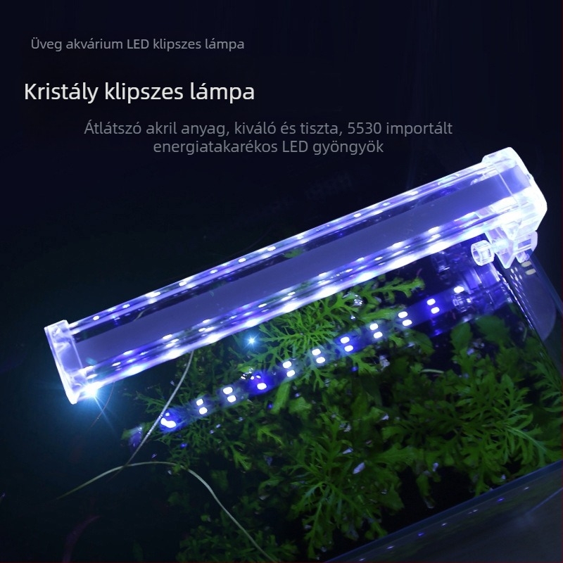 Kristályüvegű akvárium LED clip lámpa, növényvilágításhoz