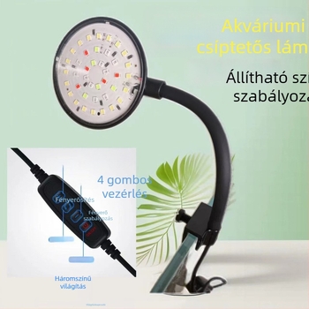 USB-klipekhez rögzíthető akváriumi LED lámpa színváltó és fényerő-szabályzóval kis akváriumokhoz és vízinövényekhez