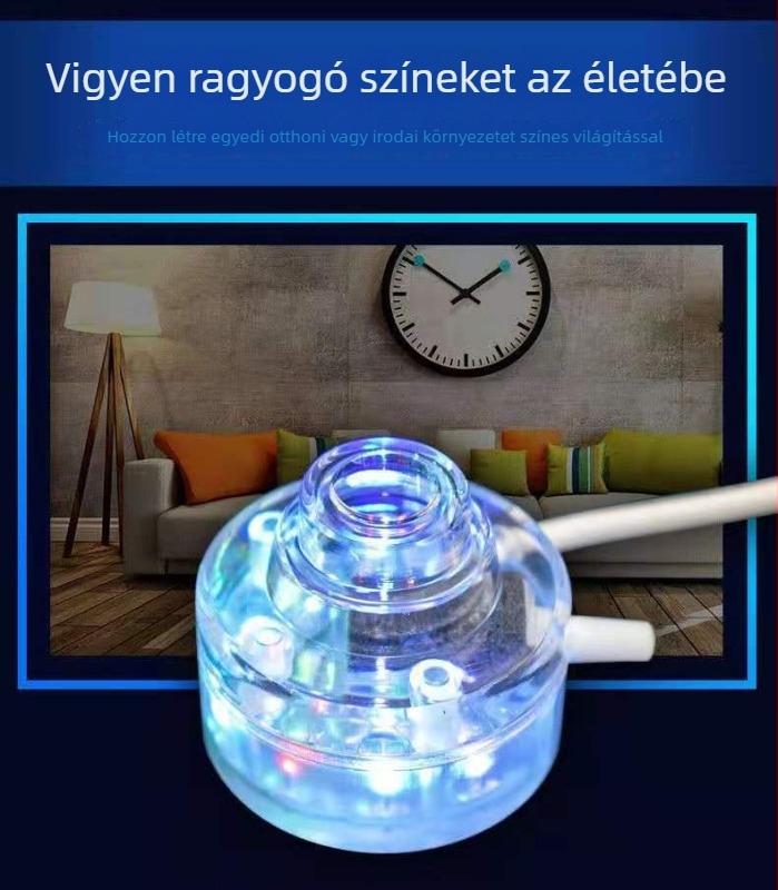 LED akvárium világítás buborékos és szökőkút effektussal, színváltoztató, vízálló világítás, mini buborék lámpa, oxigénnel látja el a vizet