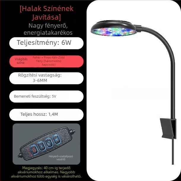 Magas fényerejű LED akváriumi lámpa halak és vízinövények számára, USB töltés, vízálló, kiállítási környezeti világítás