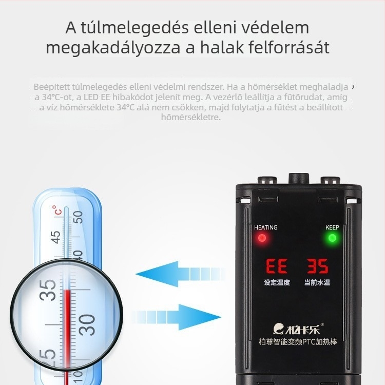 PTC akváriumi fűtőrúddal, automata hőmérséklet-szabályozással, energiatakarékos, kompakt tropikus halakhoz