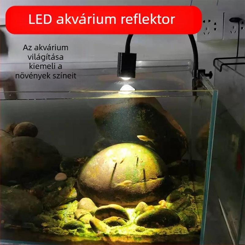 Mini akvárium spotlámpa, vízálló LED világítás hangulatkeltésre és dekoratív akváriumi tájépítéshez