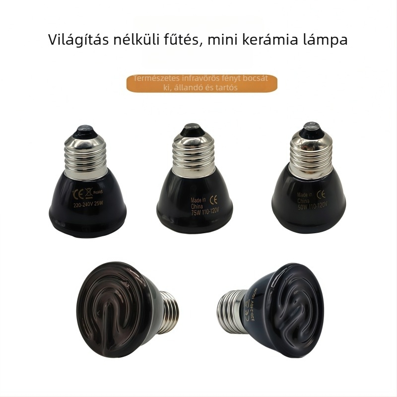 Kerámiás melegítő lámpa hüllőknek, fény nélküli, 25W, AI adaptív funkció