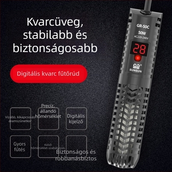 GR sorozat digitális kijelzős akváriumi fűtőrúddal – automata termosztáttal teknős akváriumhoz