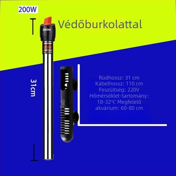 Songbao rozsdamentes acél akváriumi fűtőkar, robbanásbiztos, automatikus hőmérséklet-szabályozás, 300W