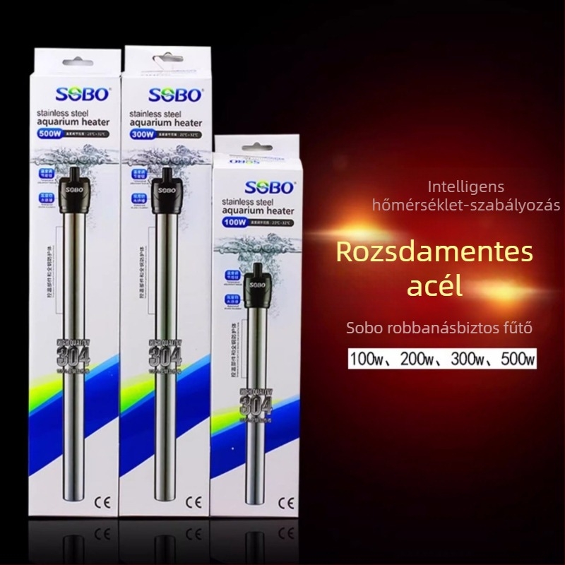 Songbao rozsdamentes acél akváriumi fűtőkar, robbanásbiztos, automatikus hőmérséklet-szabályozás, 300W