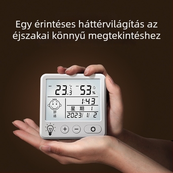 Digitális beltéri higrométer és hőmérő, nagy pontosságú kijelző, falra szerelhető, gyerekszobába