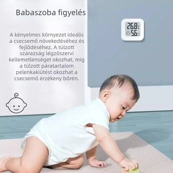 Beltéri elektronikus falra szerelhető hőmérő, magas pontossággal, a baba szobájának hőmérsékletéhez